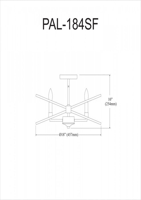 Dainolite Paloma 4 Light Semi-flush Mount Vintage Bronze Matte Black Finish Lamp
