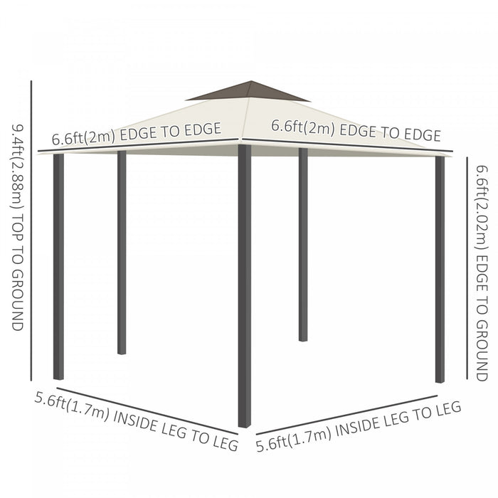 Outsunny 13x13ft Hexagonal Patio Gazebo, Double roof Garden Pavilion Outdoor Marquee Canopy Wedding Party Tent Shelter With Sidewall Panels