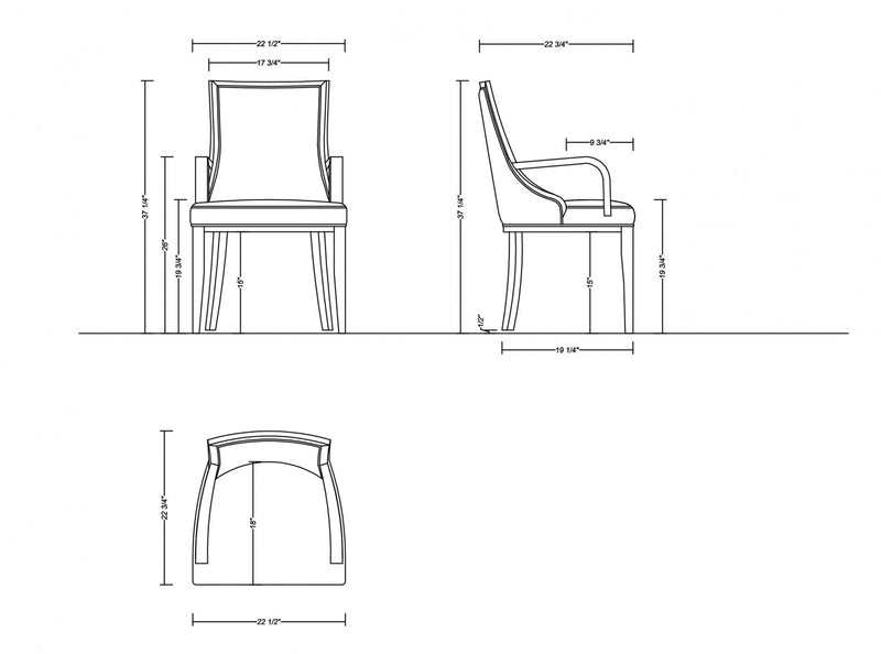 Grand Traditional Wood Upholstered Armchair in Tan - Set of 2 Dining Chair