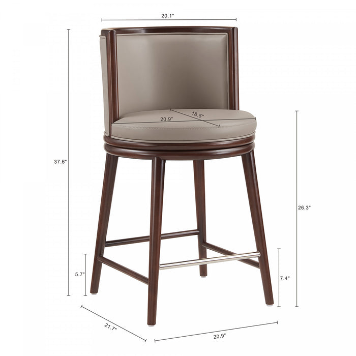 Evalyn Modern Wood Upholstered Counter Stool in Taupe - Set of 3
