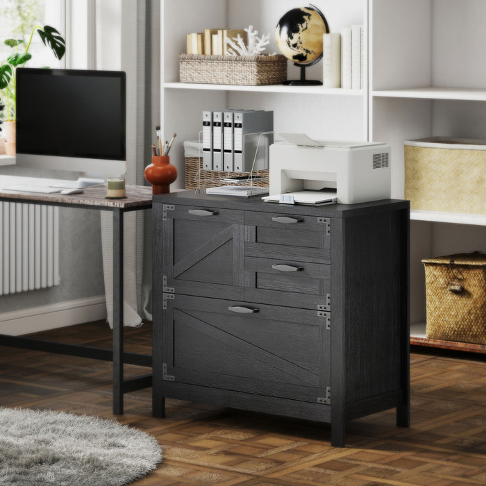 HOMCOM 4 Drawer File Cabinet Filing Cabinet for Letter/A4/Legal Files Black