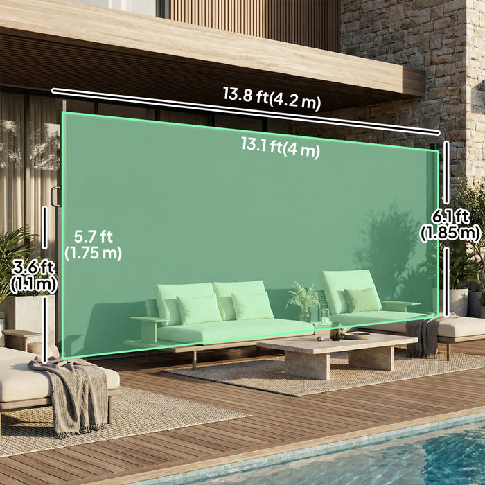 Outsunny Retractable Side Awning, 165\" x 73\" Outdoor Privacy Screen, Grey