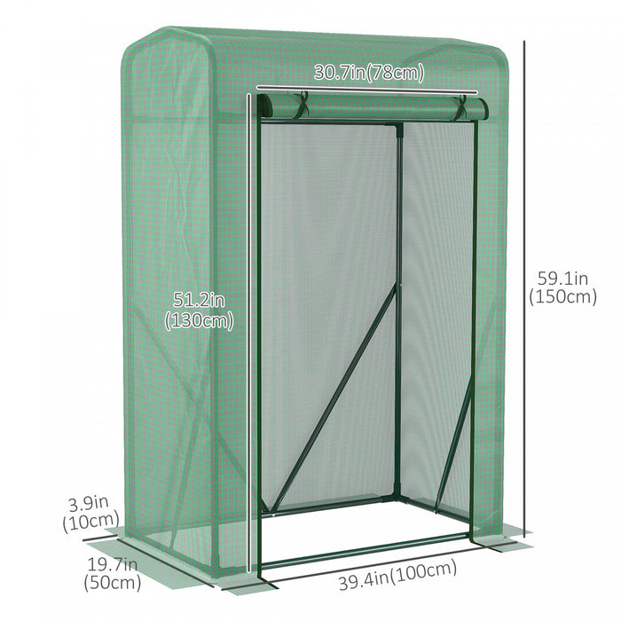 Outsunny 39\" X 20\" X 59\" Outdoor Tomato Greenhouse With Zipper Roll-up Door, Mini Plant Growhouse Hot House With Steel Frame, Pe Cover