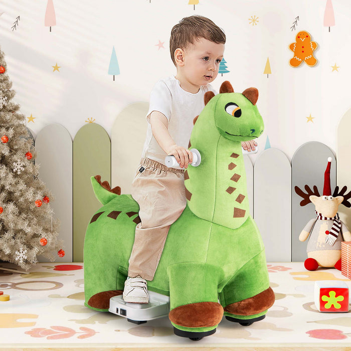 Costway 6v Kids Ride On Dinosaur With Padded Sea Foot Pedal Music Forward & Wheels