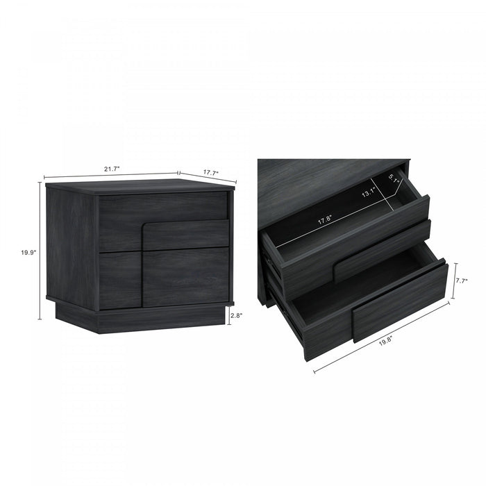 Horizon Modern 22\" Nightstand in Charcoal Gray (2-Drawer) - Set of 2