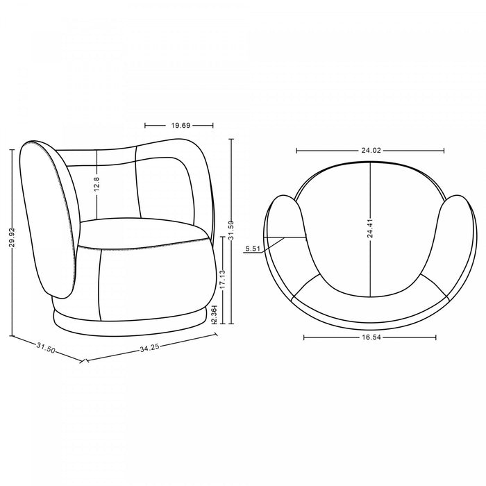 Siri Modern Upholstered Lounge Chair in Wheat - Set of 2