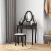 HOMCOM Wooden Vanity Table Set, Makeup Table with 360° Rotating Mirror