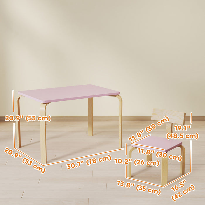 Qaba Kids Table and 2 Chair Set, Toddler Table and Chairs, Children Multi-Activity Furniture Set for Playing, Learning, Eating, Craft, Gift for Boys Girls, Pink