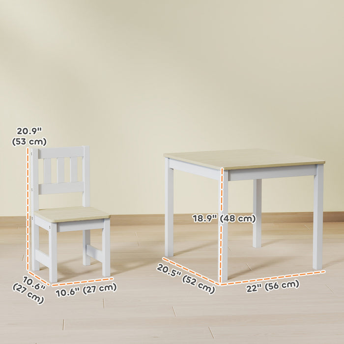 Qaba Kids Table and Chairs Set, Toddler Table and 2 Chair Set for Activity, Art, Craft, Reading, Learning, for Bedroom, Nursery, Classroom, Living Room, for 3-8 Years, Natural