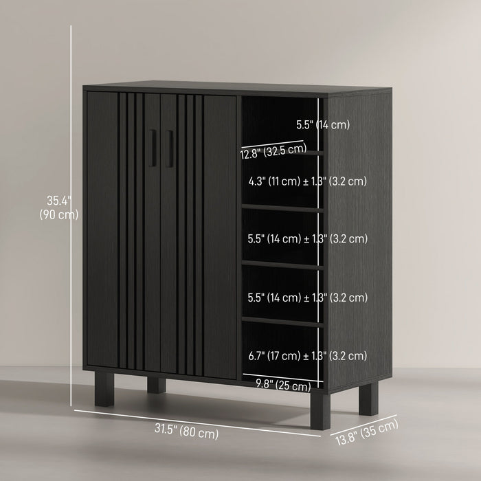 HOMCOM Shoe Cabinet with 5-tier Open Shelves for 17 Pairs Black