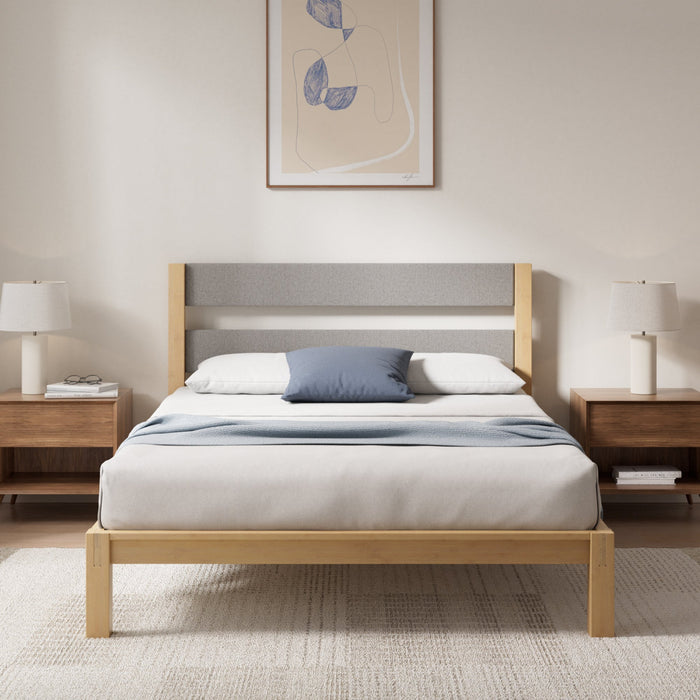 Kumiki Interlocking Bamboo Platform Bed with Headboard - Twin Size