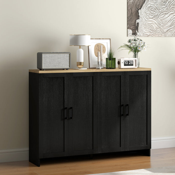 HOMCOM Modern Sideboard Buffet Cabinet with Adjustable Shelves Black