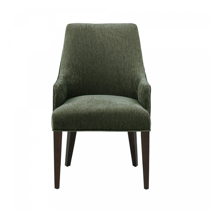 Beever Modern Chenille Wood Armchair in Forest Green