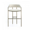 Serene Mid-Century Modern Metal Upholstered Counter Stool in Alabaster | Tabouret de comptoir moderne du milieu du siecle en metal et tissu, coloris albatre