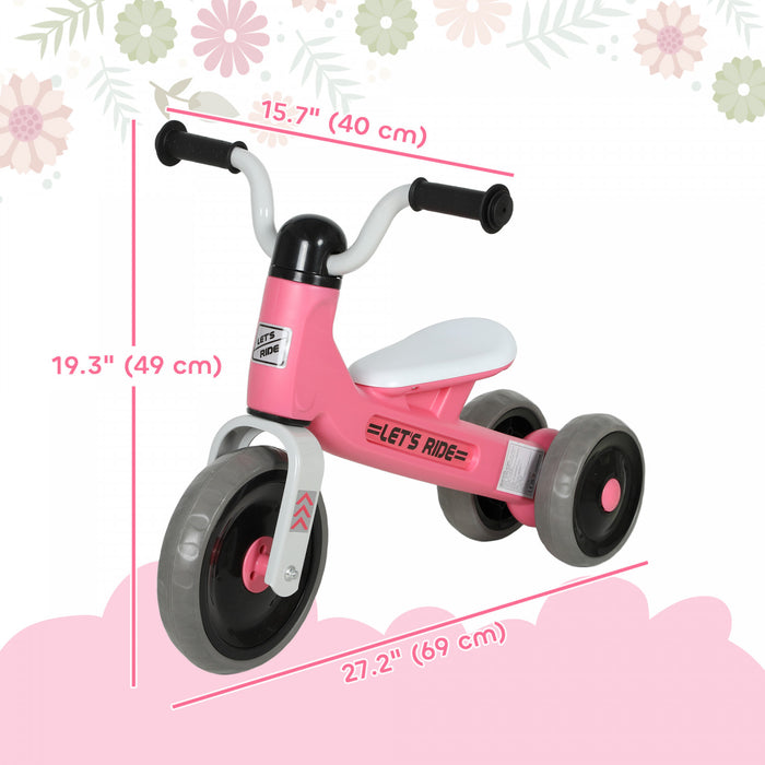 Qaba Baby Balance Bike for 12-36 Months Boys Girls, Toddler Balance Bike with No Pedal, 3 Silence Wheels, Safe Limited Steer, for First Birthday Gift, Pink