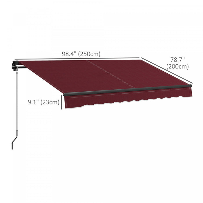 Outsunny 8' X 6.5' Patio Retractable Awning Sunshade Shelter, Wine Red