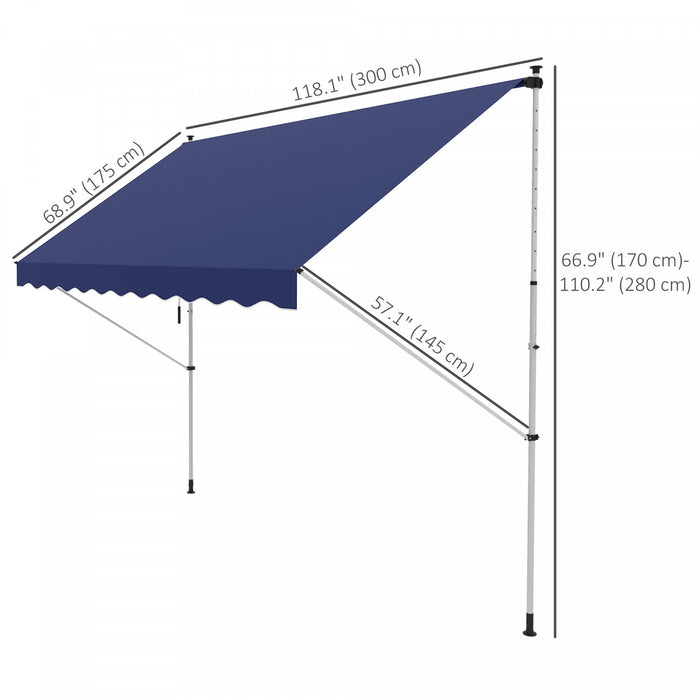Outsunny 10x5ft Retractable Awning, Sun Shade Canopy Shelter, Navy Blue