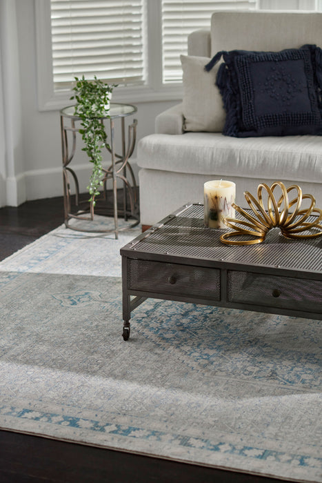 Lucia Traditional 8'0\" x 10'0\" Area Rug in Blue Indoor Area Rug