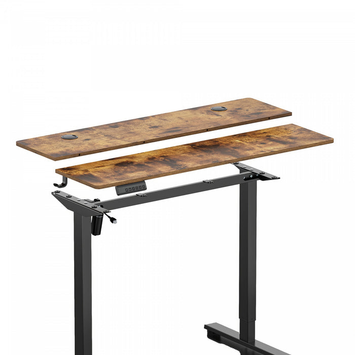 TygerClaw Sit-Stand Desk with USB Ports and Storage in Brown