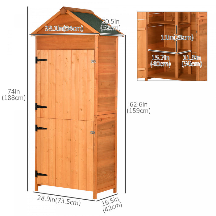 Outsunny Wood Garden Shed Outdoor Tool Storage Cabinet Hutch Lockable Unit With Double Door And 3 Tire Storage Shelves
