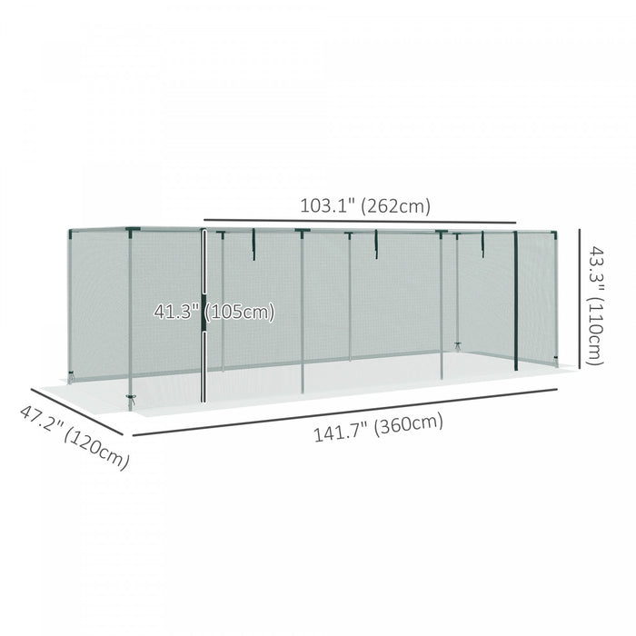 Outsunny 12' X 4' Plant Protection Tent Crop Cage With Door, Green