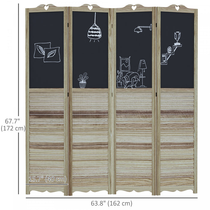Homcom 4 Panel Room Divider With Chalkboard Folding Privacy Screen