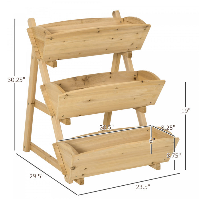 Outsunny 3 Tier Raised Garden Bed, Vertical Wooden Elevated Planter Box Kit, Plant Stand For Flowers, Vegetables, Herbs