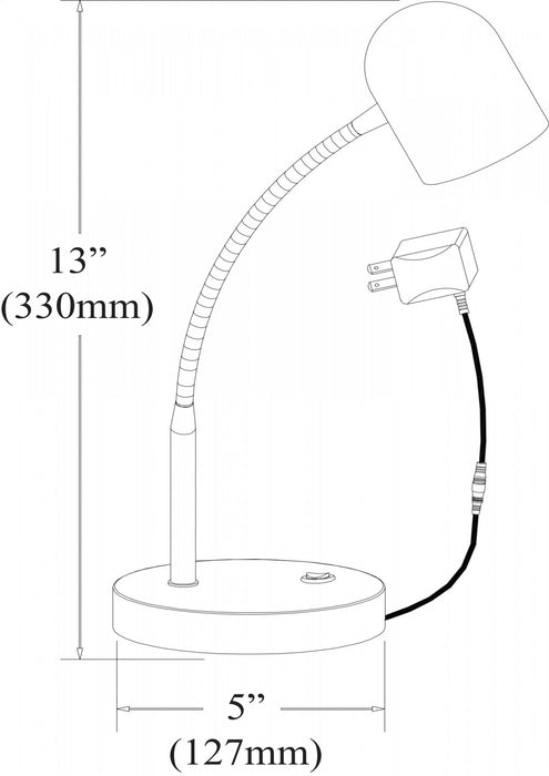 Dainolite LED Table Lamp 5w Polished Chrome Finish Satin Black Shade
