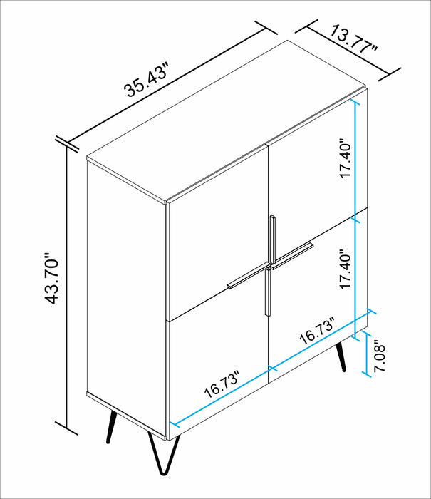 Manhattan Comfort Beekman Low 4-Shelf Accent Cabinet - White