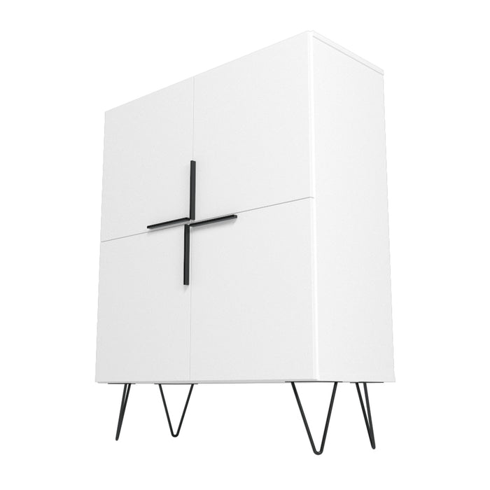 Manhattan Comfort Beekman Low 4-Shelf Accent Cabinet - White