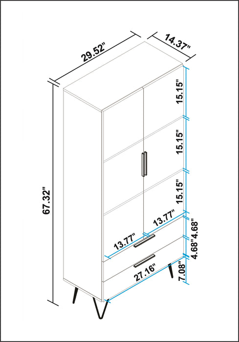 Manhattan Comfort Beekman 6-Shelf Accent Cabinet - Brown & Black