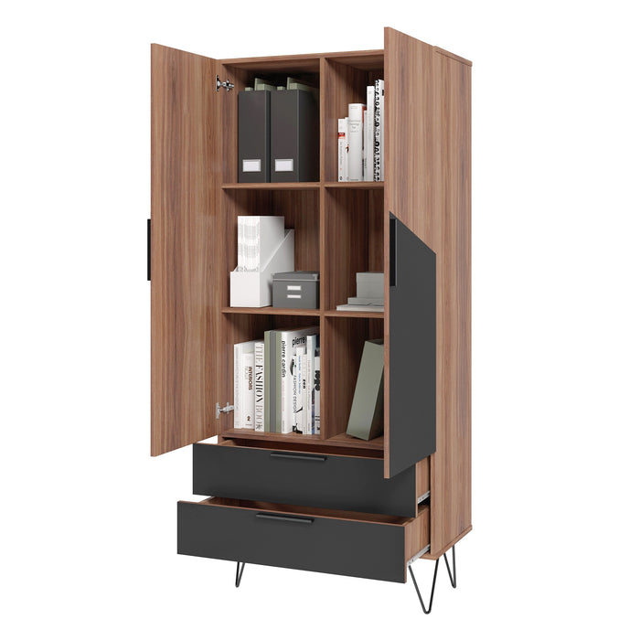Manhattan Comfort Beekman 6-Shelf Accent Cabinet - Brown & Black