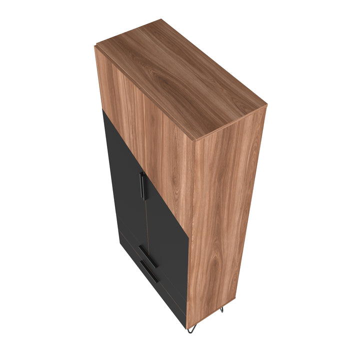 Manhattan Comfort Beekman 6-Shelf Accent Cabinet - Brown & Black