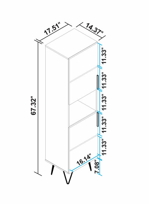 Manhattan Comfort Beekman 17.51\" Narrow Bookcase Cabinet with 5 Shelves - White