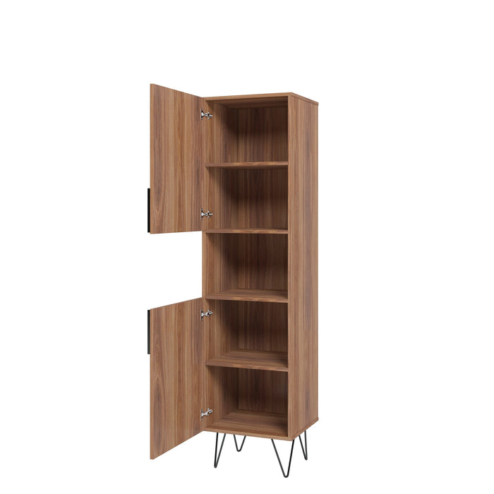 Manhattan Comfort Beekman 17.51\" Narrow Bookcase Cabinet with 5 Shelves - Brown & Black