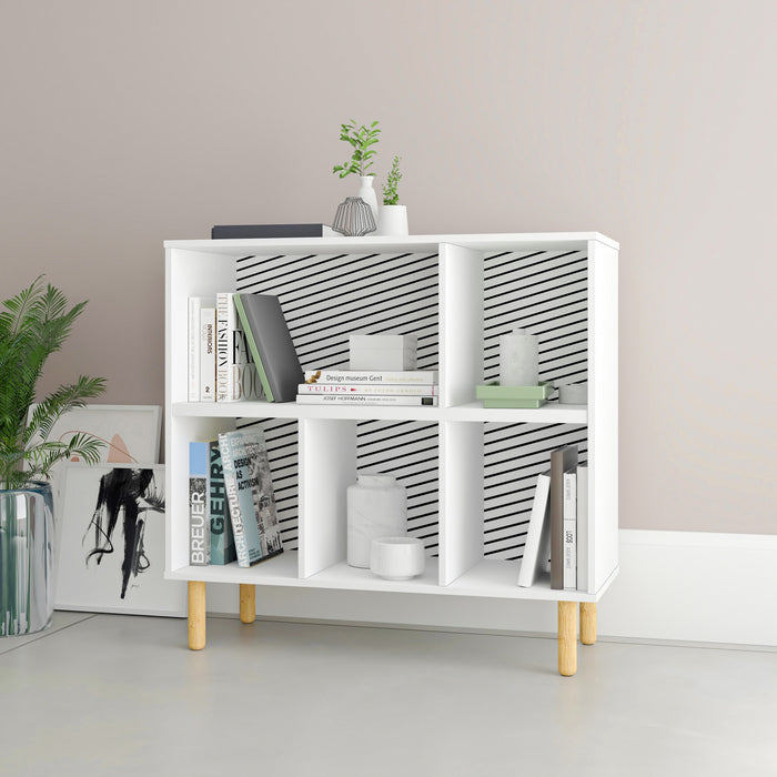 Manhattan Comfort Essex 33.66\" Low Bookcase with 5 Shelves - White & Zebra