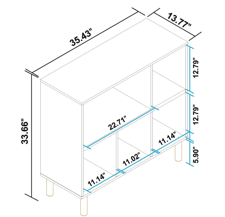 Manhattan Comfort Essex 33.66\" Low Bookcase with 5 Shelves - White & Zebra