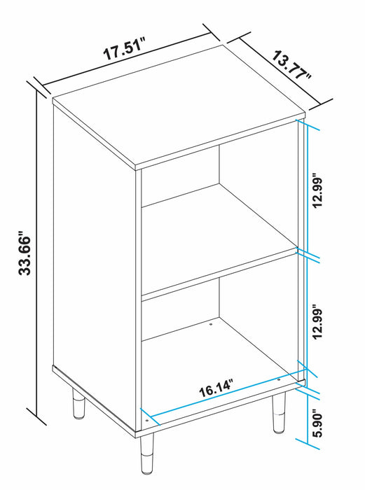 Manhattan Comfort Essex Nightstand with 2 Shelves - White & Zebra