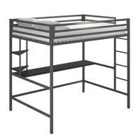 Novogratz Maxwell Metal Full Loft Bed with Desk - Grey Black