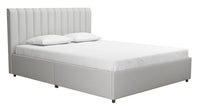 Novogratz Brittany Fabric Queen Bed with Storage Drawers - Light Grey