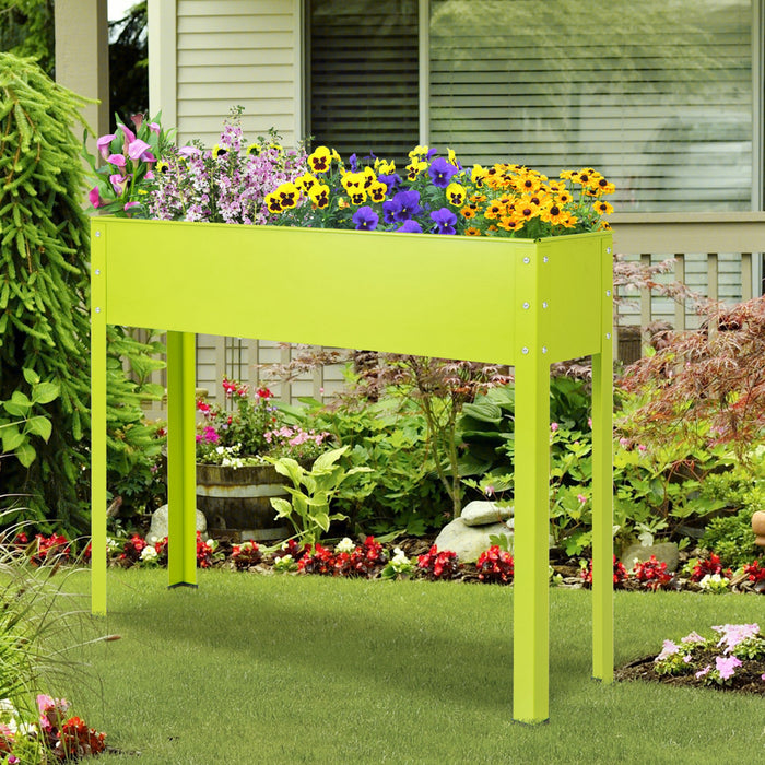 Costway 40\" Raised Garden Bed With Legs Metal Elevated Planter Box Drainage Hole Backyard Green