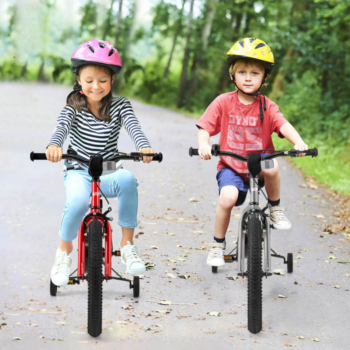 Costway 18-inch Kid's Bike For 4-8 Years Old With Adjustable Saddle & Anti-slip Handlebar Red