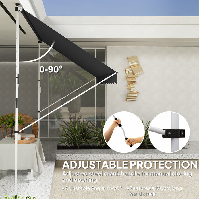 Outsunny 10x5ft Retractable Awning, Sun Shade Canopy Shelter, Black