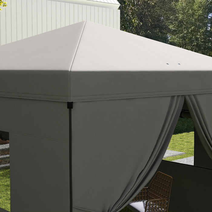 Outsunny 10' X 10' Pop Up Canopy Tent With Mesh Windows, Light Grey