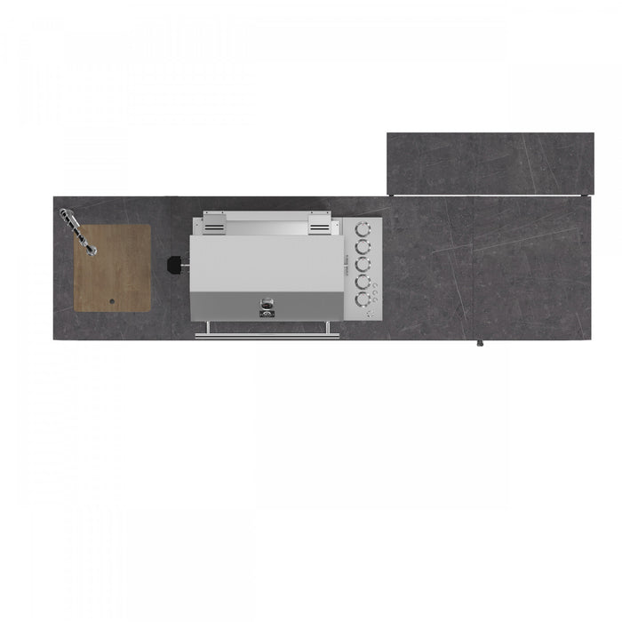 Forno Rimini Outdoor Kitchen, 62,600 BTU, 2.4 cu.ft. Refrigerator, Grey Countertops - FODKT2544BLK
