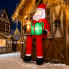 Outsunny Giant Christmas Inflatable Hanging Santa Claus Sitting w/ Reindeer