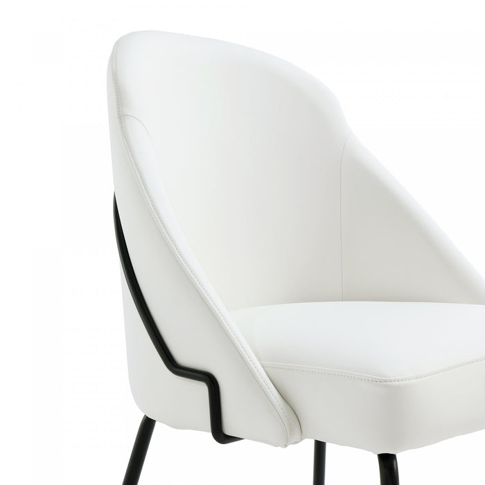 Gracie Modern Vegan Leather Metal Dining Chair in White and Black - Set of 2