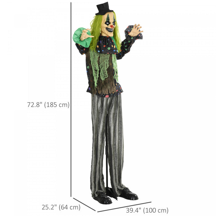 HOMCOM 6ft Life Size Outdoor Halloween Decoration Animatronic Circus Clown