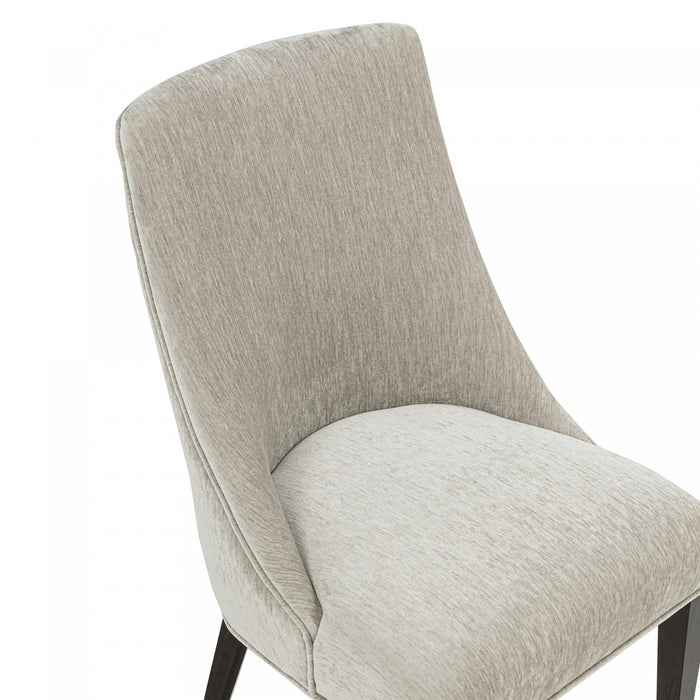 Beever Modern Chenille Wood Dining Chair in Taupe - Set of 4
