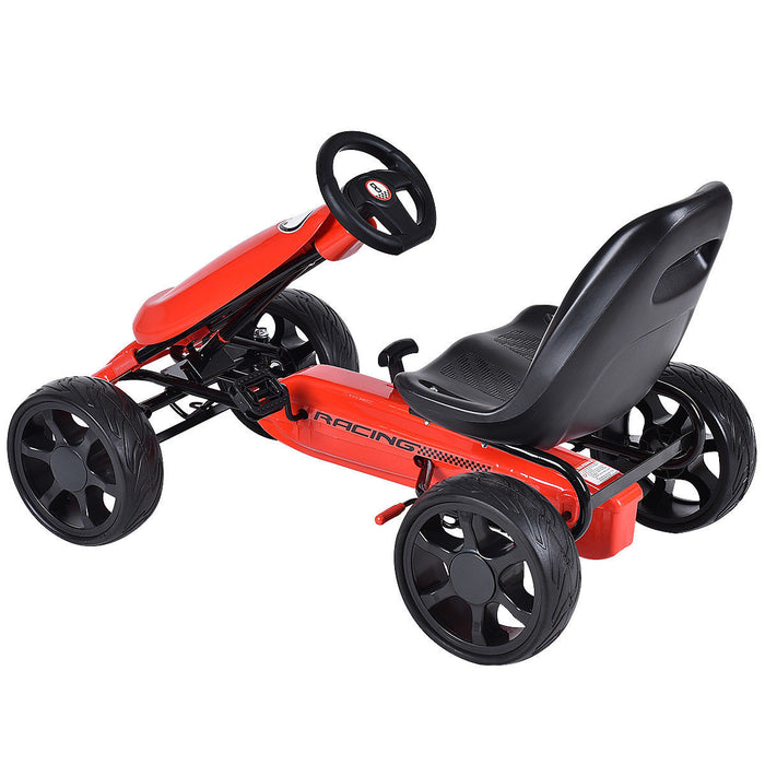 Costway Xmas Gift Go Kart Kids Ride On Car Pedal Powered Car 4 Wheel Racer Toy Stealth Outdoor